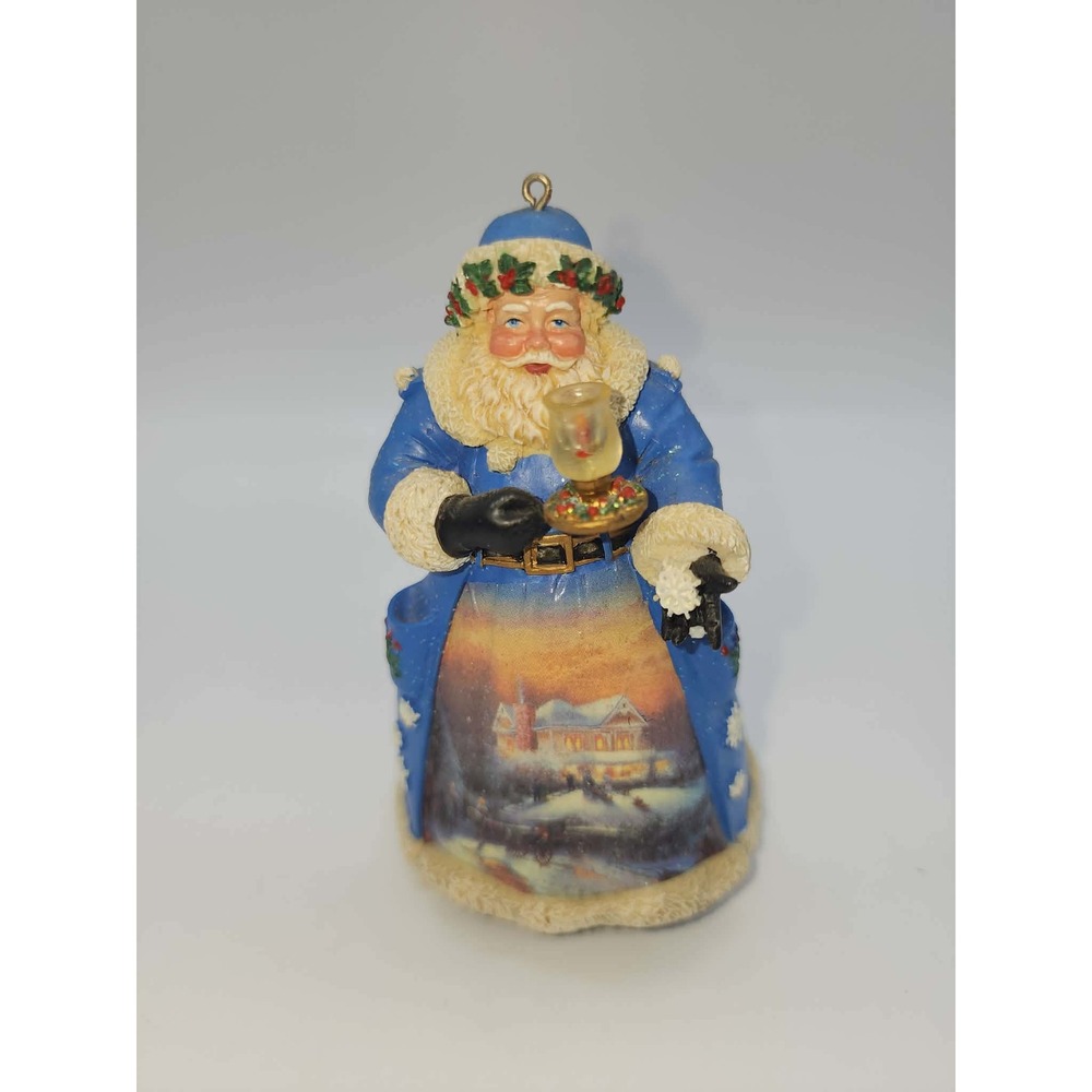 Blue Santa Claus Christmas Ornament Victorian Father Christmas Scenic Robe 4.5in